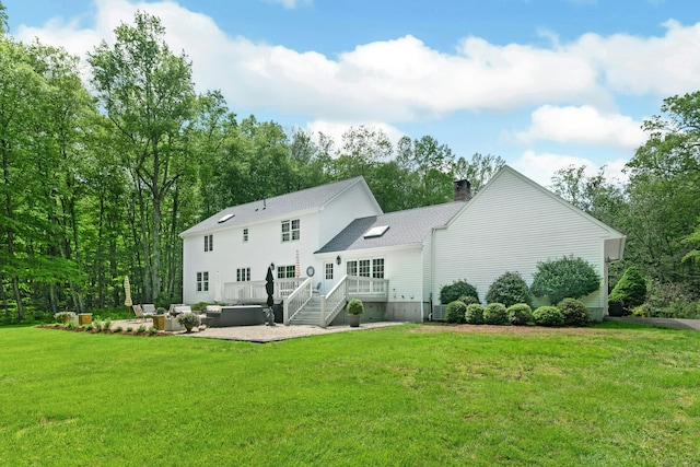 6 Galilee Way, Newtown, CT 06470 - back of house featuring outdoor lounge area, a lawn, a chimney, and a patio
