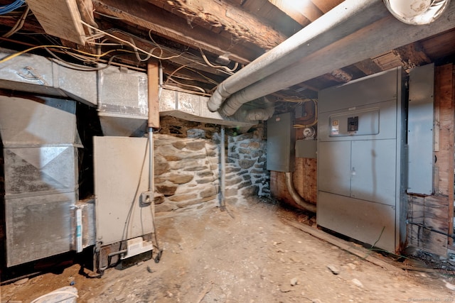 view of unfinished basement