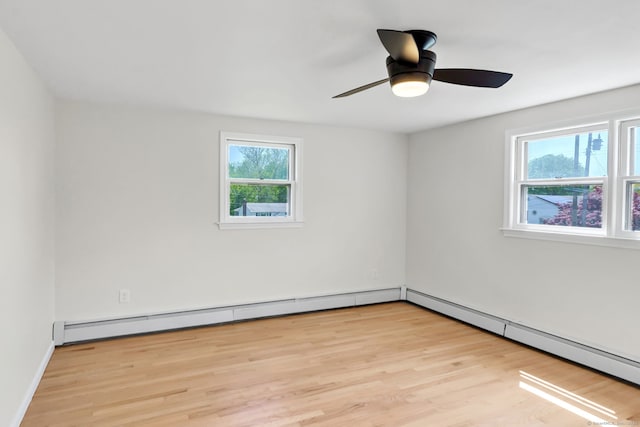 192 Morgan Cir, Wethersfield, CT 06109 - spare room with light wood-type flooring, ceiling fan, and a baseboard radiator