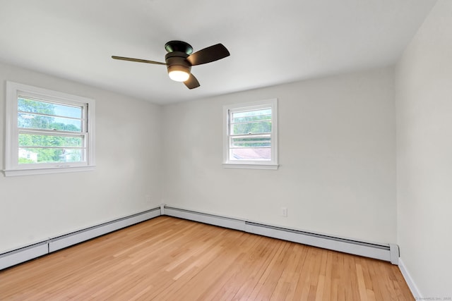 192 Morgan Cir, Wethersfield, CT 06109 - unfurnished room featuring light wood-style floors, a ceiling fan, and baseboard heating