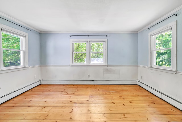 13 Hoyt Rd, Bethel, CT 06801 - empty room featuring plenty of natural light, crown molding, hardwood / wood-style floors, and a baseboard heating unit