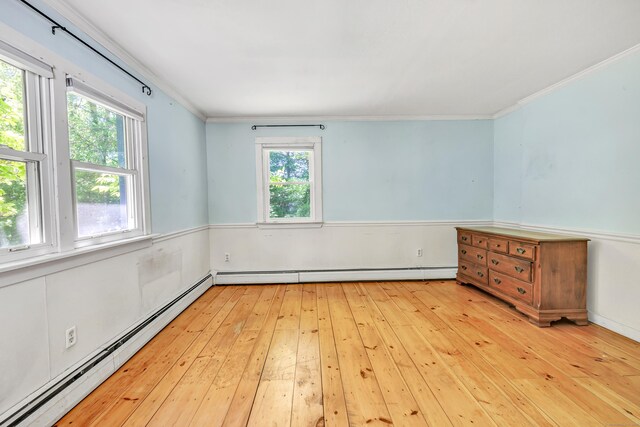 13 Hoyt Rd, Bethel, CT 06801 - unfurnished room featuring baseboard heating, ornamental molding, and hardwood / wood-style flooring