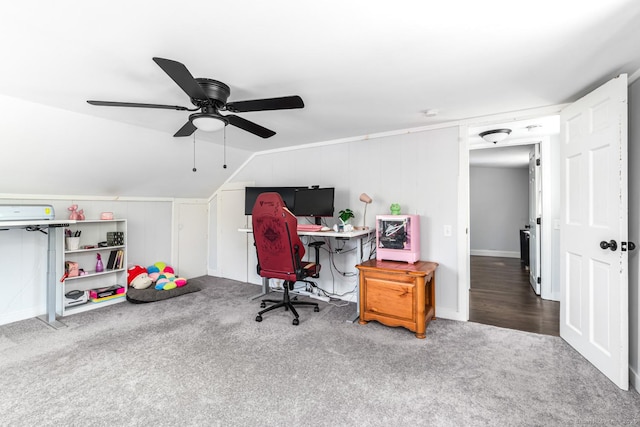 17 Emily Rd, East Windsor, CT 06016 - carpeted office space with a ceiling fan and vaulted ceiling