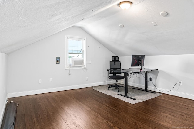 17 Emily Rd, East Windsor, CT 06016 - office with wood finished floors, vaulted ceiling, a textured ceiling, and baseboards