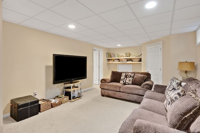 9 Pheasant Run, Granby, CT 06060 - carpeted living room featuring baseboards, recessed lighting, and a drop ceiling