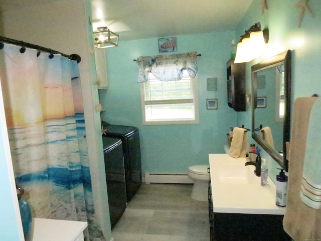 23 Hell Hollow Rd, Sterling, CT 06384 - full bathroom featuring washer and clothes dryer, vanity, and a baseboard radiator