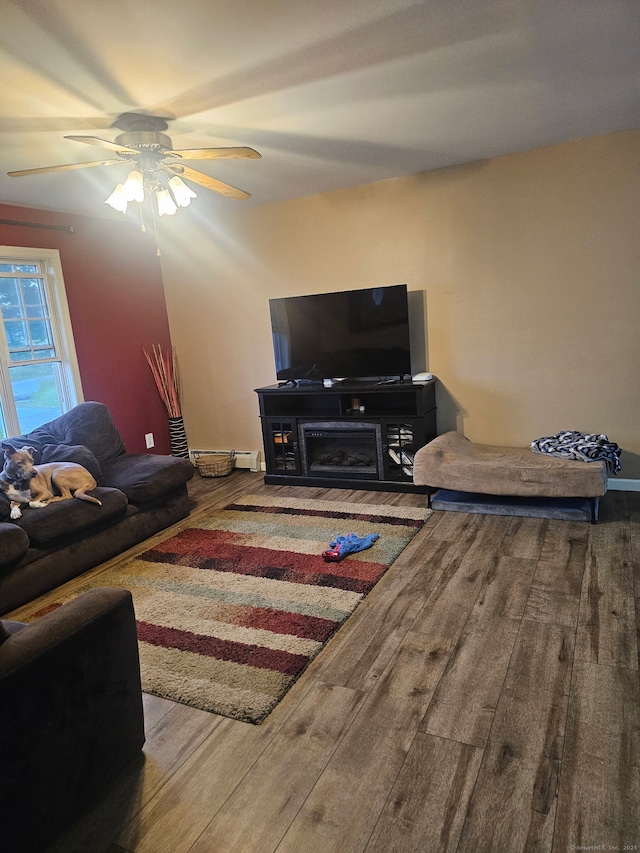 23 Hell Hollow Rd, Sterling, CT 06384 - living room featuring wood finished floors and a ceiling fan
