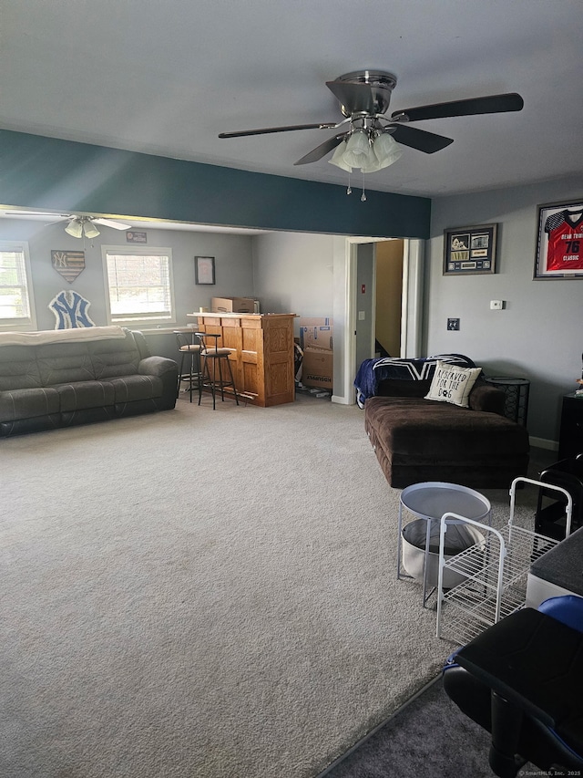 23 Hell Hollow Rd, Sterling, CT 06384 - living area featuring a ceiling fan and carpet flooring