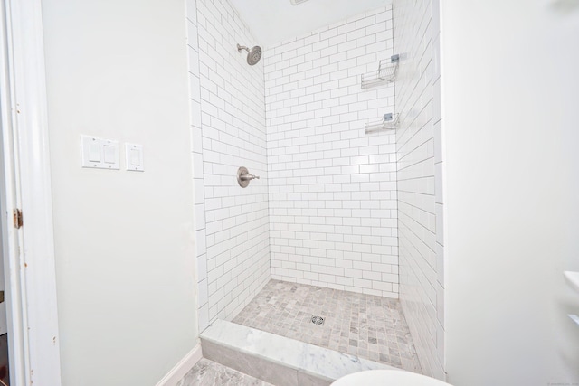 bathroom with a shower stall