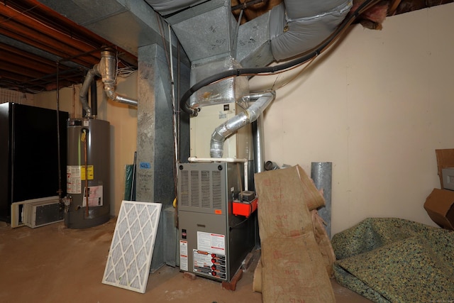 utility room with water heater