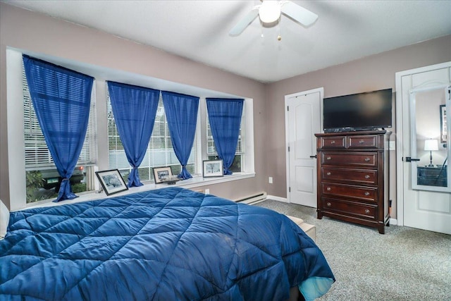 40 Glen Ridge Ct Unit 40, New Milford, CT 06776 - bedroom featuring carpet floors, a baseboard heating unit, a ceiling fan, and baseboards