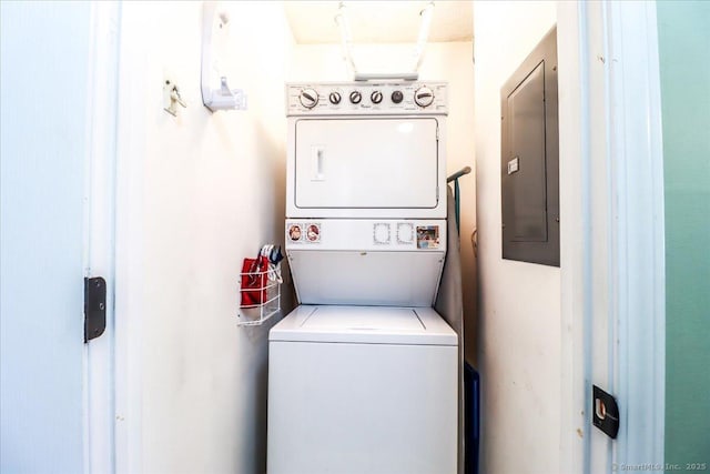 40 Glen Ridge Ct Unit 40, New Milford, CT 06776 - washroom with estacked washer and dryer and electric panel