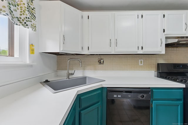 404 Cedar Hollow Dr Unit 404, Rocky Hill, CT 06067 - kitchen with black dishwasher, under cabinet range hood, gas stove, a sink, and white cabinets