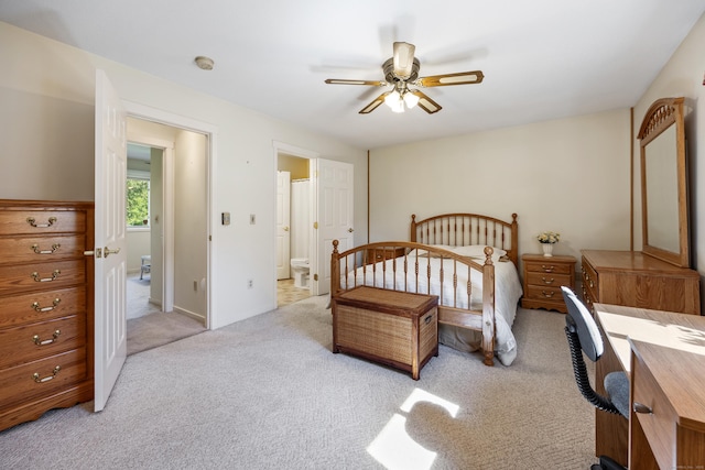 21 Cannon Ridge Dr Unit 21, Watertown, CT 06795 - bedroom featuring light carpet, ensuite bath, baseboards, and a ceiling fan