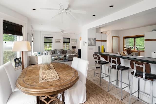 5 New Street Ext, Wilton, CT 06897 - dining area featuring plenty of natural light, ceiling fan, and light tile patterned flooring
