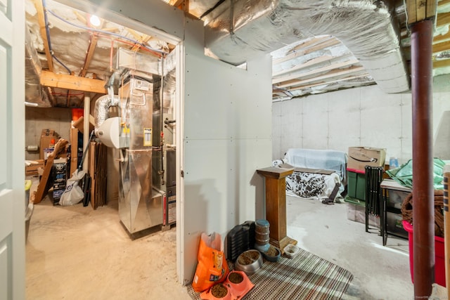 view of unfinished basement