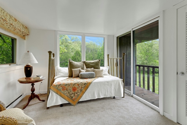 32 Beeholm Rd, Redding, CT 06896 - bedroom with access to exterior, carpet, and a baseboard heating unit