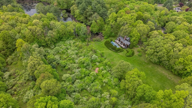 32 Beeholm Rd, Redding, CT 06896 - view from above of property with a forest and a nearby body of water