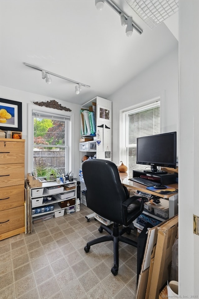 149 Edgewood Dr, Torrington, CT 06790 - home office featuring track lighting and lofted ceiling