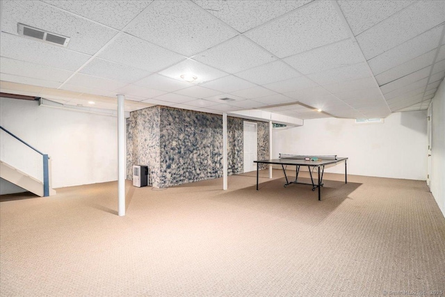 9 Rosick Rd, Wallingford, CT 06492 - finished below grade area featuring carpet and a drop ceiling