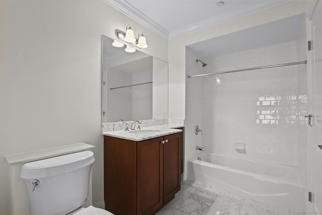 16 Hayestown Rd Unit C204, Danbury, CT 06811 - bathroom with ornamental molding, shower / tub combination, vanity, and marble finish flooring