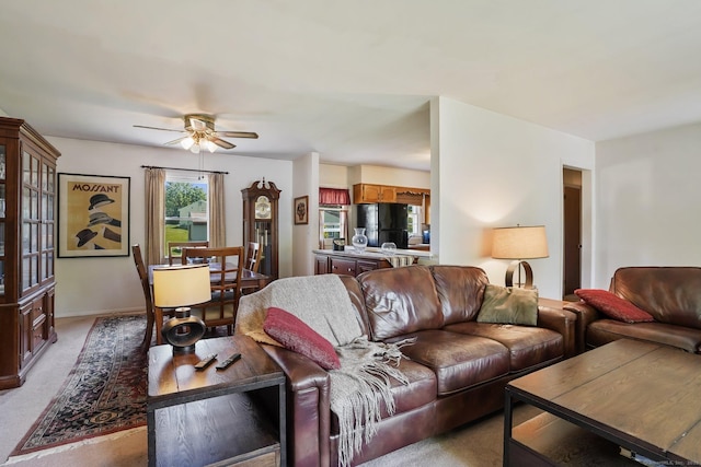 90 Russell Rd, Stratford, CT 06614 - living area with light carpet and a ceiling fan