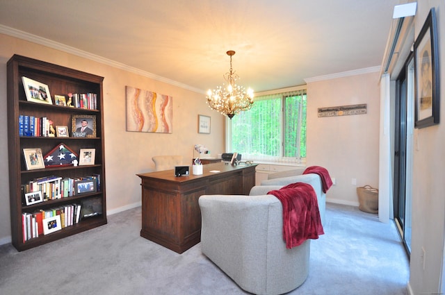 5 Spyglass Dr Unit 5, Avon, CT 06001 - office space with ornamental molding, light colored carpet, a chandelier, and baseboards