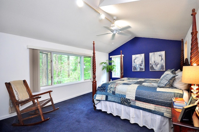 5 Spyglass Dr Unit 5, Avon, CT 06001 - bedroom with vaulted ceiling, carpet flooring, a ceiling fan, and baseboards