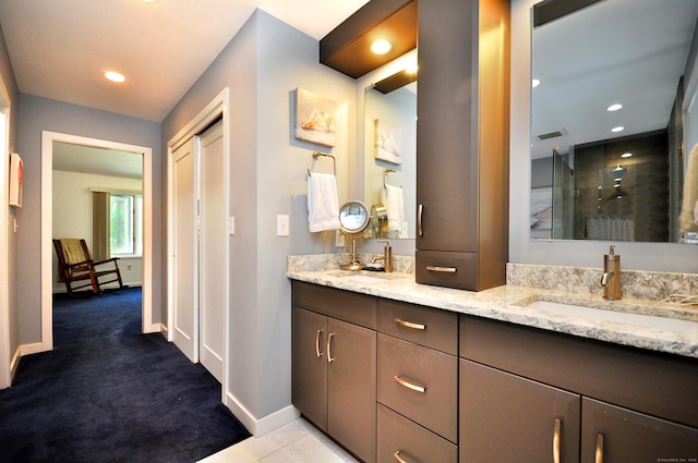 5 Spyglass Dr Unit 5, Avon, CT 06001 - full bathroom featuring a shower, baseboards, double vanity, and recessed lighting