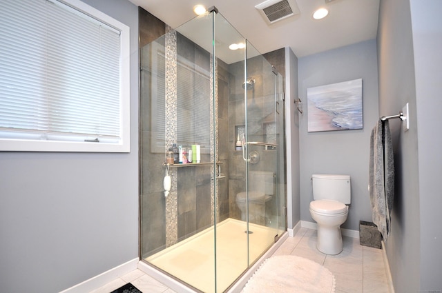 5 Spyglass Dr Unit 5, Avon, CT 06001 - bathroom featuring toilet, baseboards, a stall shower, and tile patterned floors