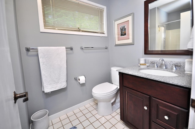 5 Spyglass Dr Unit 5, Avon, CT 06001 - bathroom with baseboards, toilet, vanity, tile patterned flooring, and a shower
