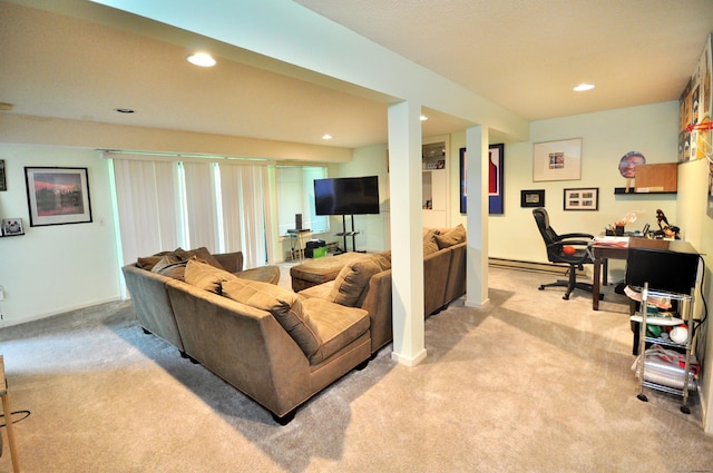 5 Spyglass Dr Unit 5, Avon, CT 06001 - living room with carpet floors, recessed lighting, and a baseboard radiator