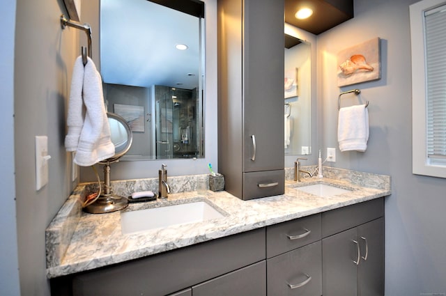 5 Spyglass Dr Unit 5, Avon, CT 06001 - bathroom featuring a shower stall and double vanity