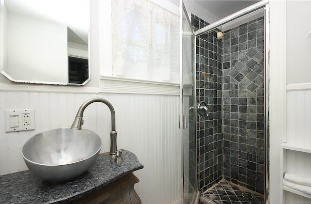 113 Codfish Hill Rd, Bethel, CT 06801 - full bath featuring a stall shower, wainscoting, and vanity