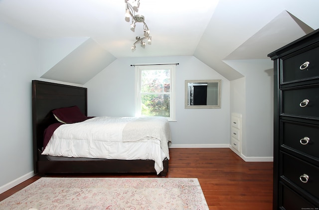 113 Codfish Hill Rd, Bethel, CT 06801 - bedroom with dark wood-type flooring, vaulted ceiling, and baseboards
