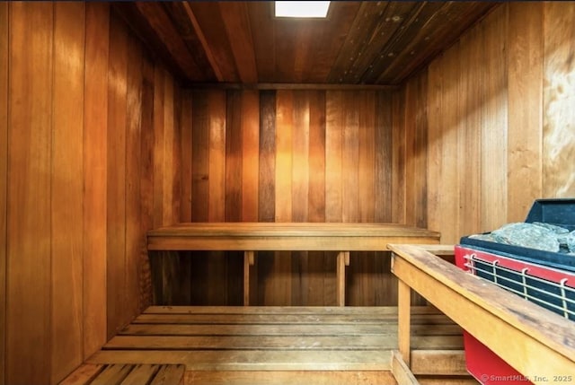 3200 Park Ave Unit 10A2, Bridgeport, CT 06604 - relaxing sauna / steam room with wood ceiling and wooden walls