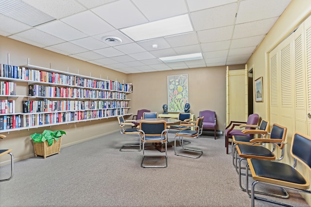 3200 Park Ave Unit 10A2, Bridgeport, CT 06604 - home office with carpet, a paneled ceiling, and baseboards