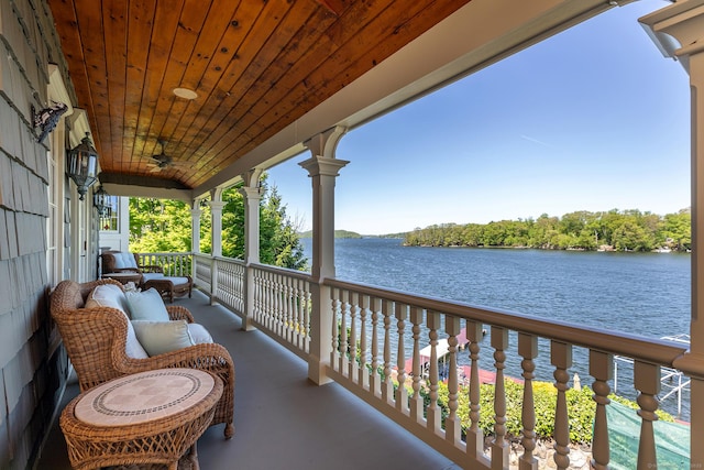 55 Lake Dr S, New Fairfield, CT 06812 - balcony featuring a water view and a ceiling fan