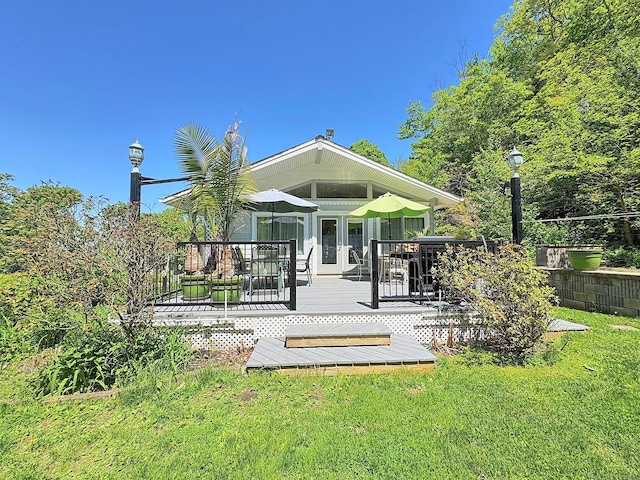 5 Yochers Ln, Derby, CT 06418 - rear view of property featuring a deck and a lawn