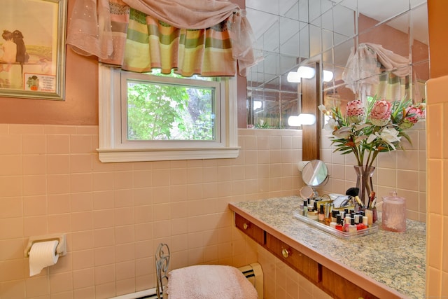 5 Yochers Ln, Derby, CT 06418 - bathroom with baseboard heating and tile walls