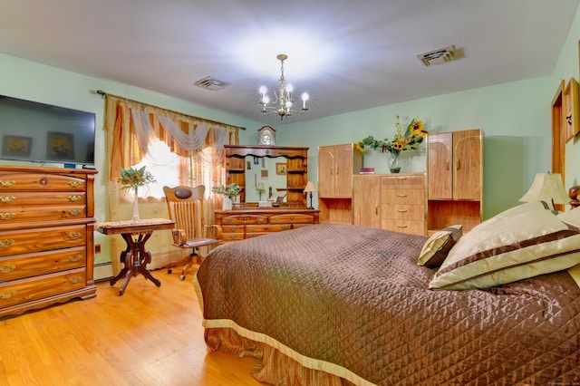 5 Yochers Ln, Derby, CT 06418 - bedroom featuring a chandelier, light wood-type flooring, and a baseboard radiator