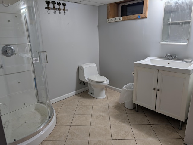 9 Washington Rd, Windsor, CT 06095 - full bathroom with a shower stall, tile patterned flooring, baseboards, vanity, and toilet