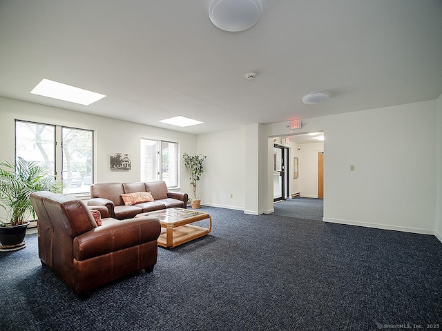 500 Prospect St Apt 3G, New Haven, CT 06511 - living room with a skylight, dark carpet, and baseboards