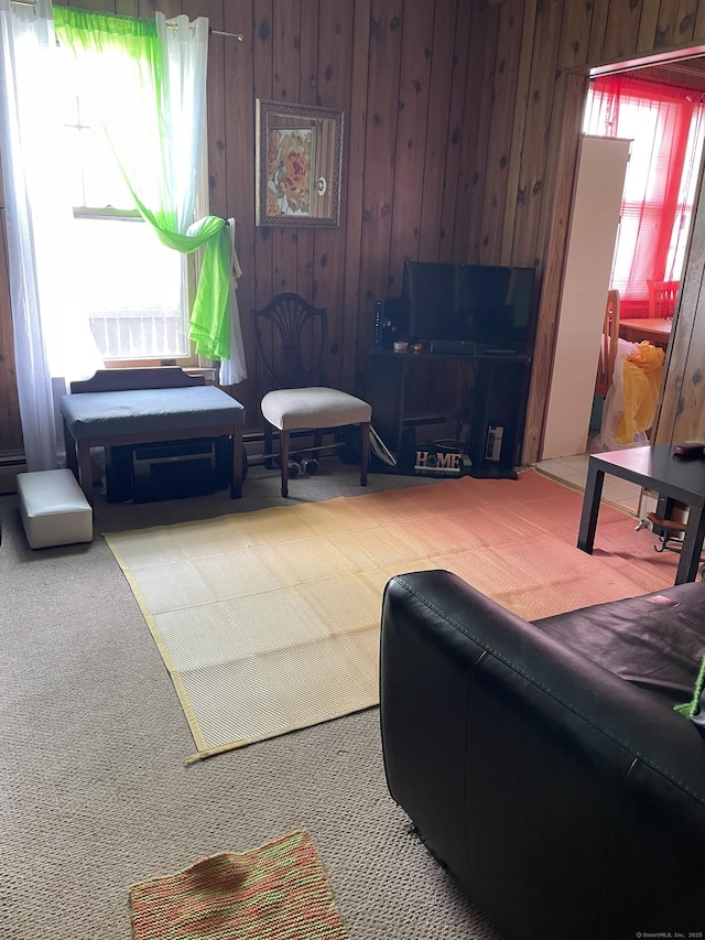 339 Washington Ave, West Haven, CT 06516 - carpeted living area featuring wooden walls