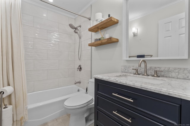 2 Mansfield Grove Rd Apt 166, East Haven, CT 06512 - full bathroom featuring ornamental molding, toilet, shower / tub combo, and vanity