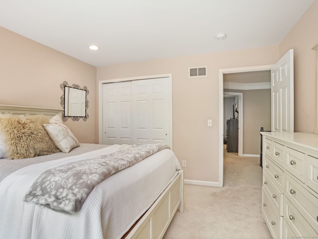 10 Wilton Hunt Rd, Wilton, CT 06897 - bedroom with a closet, light carpet, baseboards, and recessed lighting