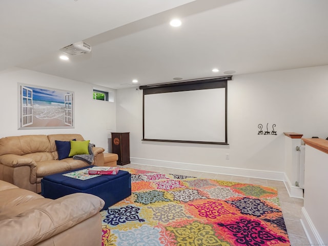 10 Wilton Hunt Rd, Wilton, CT 06897 - cinema featuring recessed lighting, light tile patterned floors, and baseboards