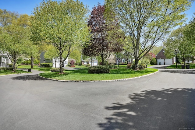 10 Wilton Hunt Rd, Wilton, CT 06897 - view of asphalt road with a residential view, curbs, and street lights