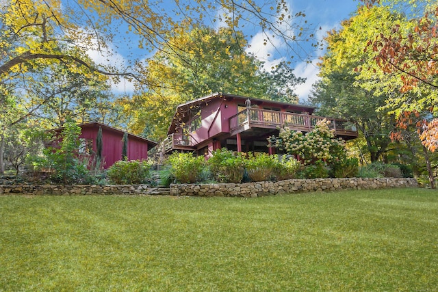 235 Whipstick Rd, Wilton, CT 06897 - view of grassy yard featuring a wooden deck