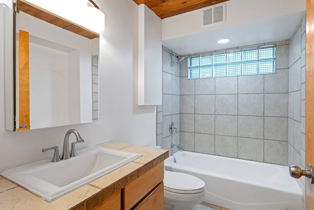 235 Whipstick Rd, Wilton, CT 06897 - full bathroom with vanity, shower / bathtub combination, and wooden ceiling